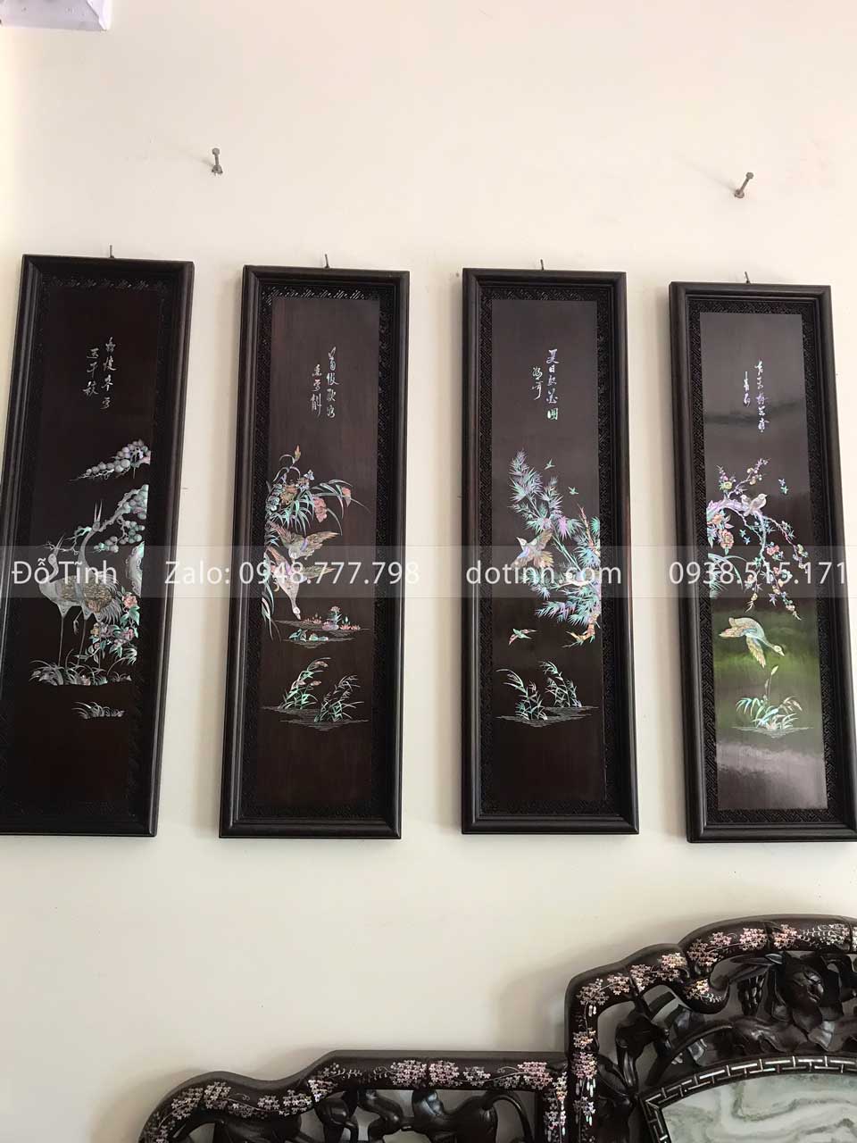 TG46-2021| Tranh Tứ Quý Khảm Ốc Xanh - Cảnh điểu TG-46 2021| Tranh Tứ Quý Khảm Ốc Đẹp!