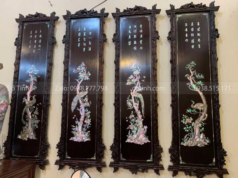 TG64-2021| Tranh Tứ Quý Khảm Ốc Đỏ Lửa Vàng Chanh TG64-2021| Tranh Tứ Quý Khảm Ốc Đỏ Lửa Vàng Chanh