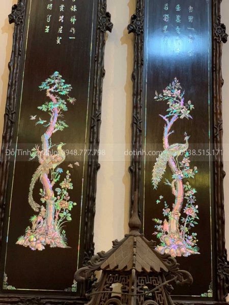 TG64-2021| Tranh Tứ Quý Khảm Ốc Đỏ Lửa Vàng Chanh tranh tu quy kham oc do 3