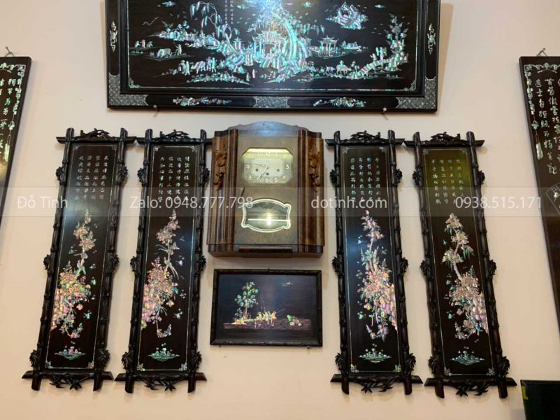 Tranh Tứ Quý Tùng Cúc Trúc Mai Khảm Ốc Đẹp