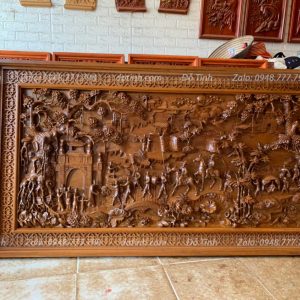 TG108-2021| Tranh Vinh Quy Bái Tổ Đục Tay Gỗ Gụ