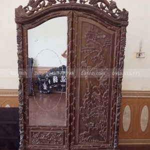TU18-2021| Tủ Áo 2 Buồng Gỗ Gụ Đục Tay Hàng Tái