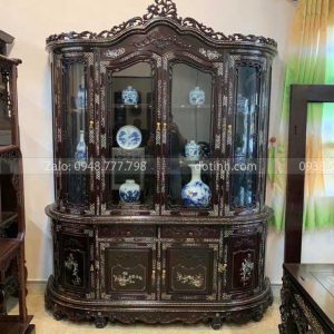 tủ bày đồ gỗ gụ khảm ốc