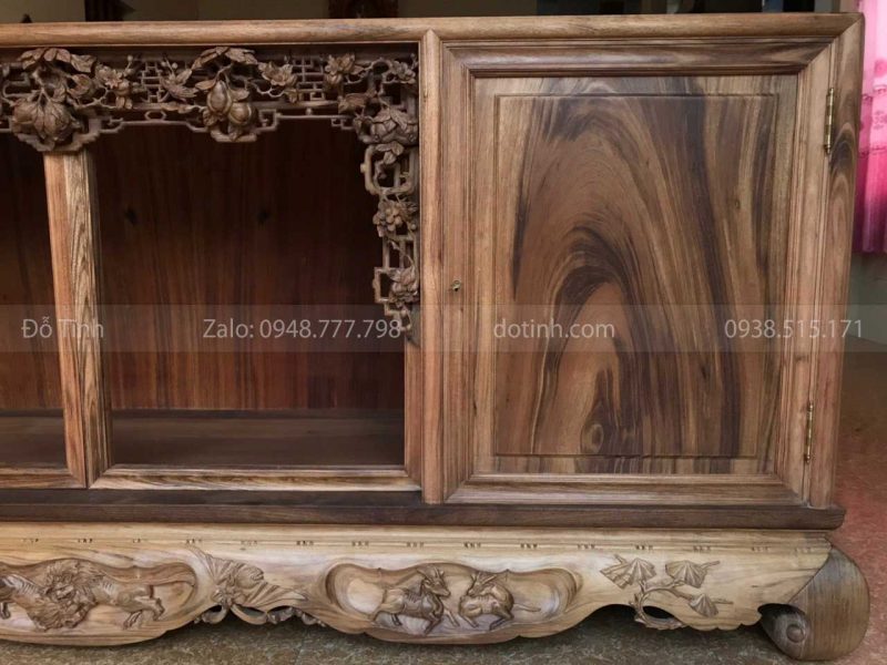 TC14-2021| Tủ Chè Đục Gỗ Gụ Ta Quảng Bình Siêu Vân tu che duc go gu ta quang binh 2