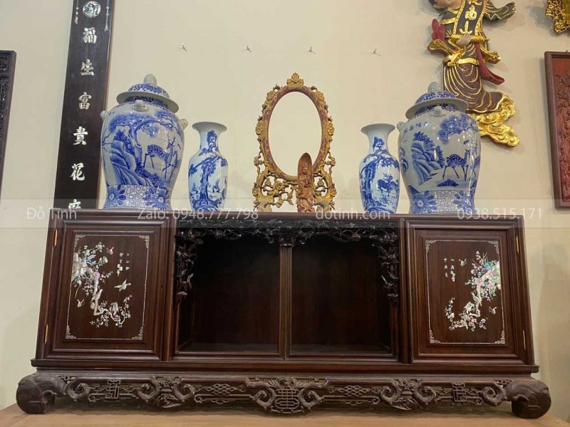 TC06-2021| Tủ Chè Khảm Ốc Cảnh Mai Treo