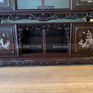 TC05-2021| Tủ Chè Gỗ Gụ Khảm Ốc Cảnh Mai Treo