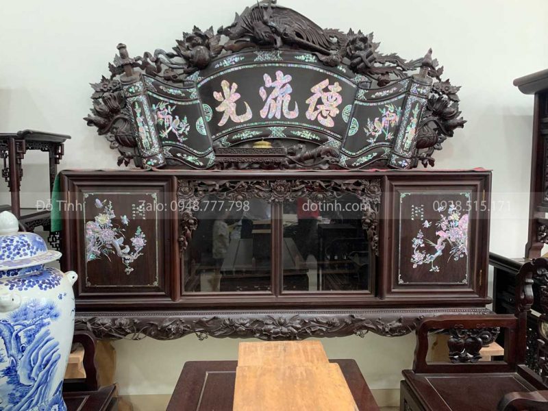 TC03-2021| Tủ Chè Khảm Ốc Hoa Hồng