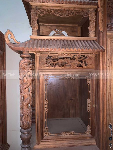 TU34-2021| Tủ Chùa 3 Buồng 9 Mái Gỗ Gụ tu chua 9 mai go gu 3