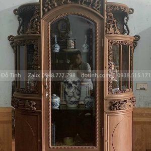 TU15-2021| Tủ Chùa Bầu Gỗ Gụ Đục Tay