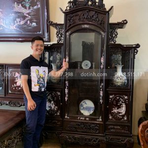 TU20-2021| Tủ Chùa Gỗ Gụ Khảm Tích Tam Quốc