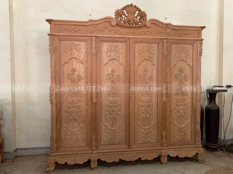 TU19-2021| Tủ Quần Áo 4 Cánh Gỗ Hương Đá