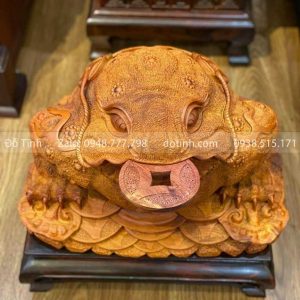 TUONG02-2021| Tượng Cóc Ngậm Tiền Gỗ Hương