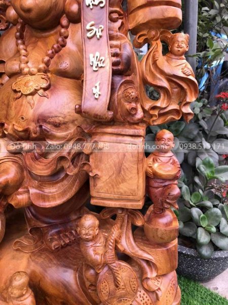 TUONG03-2021| Tượng Di Lặc Vác Cành Đào Gỗ Hương tuong di lac vac canh dao 4