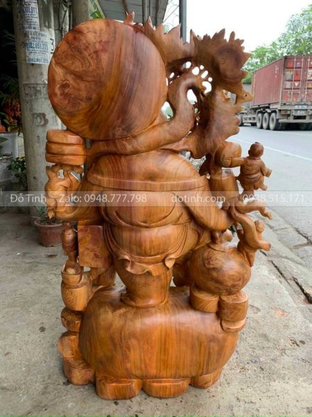 TUONG03-2021| Tượng Di Lặc Vác Cành Đào Gỗ Hương tuong di lac vac canh dao 5