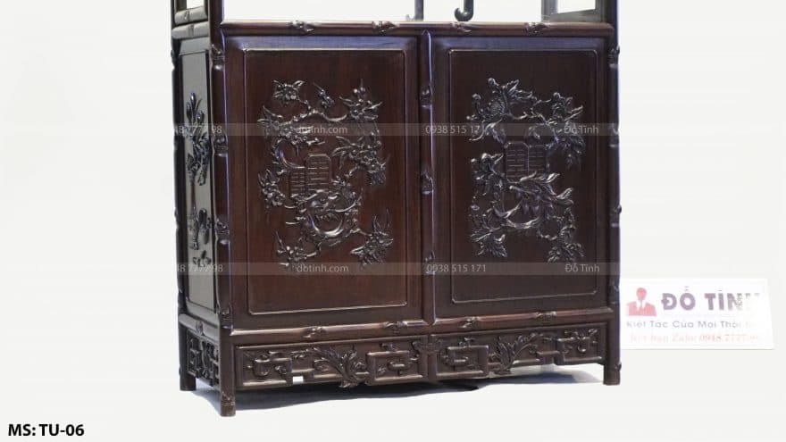 TU06- Tủ Bày Đồ Trúc Nhỏ Đục Tứ Diện TOA00204