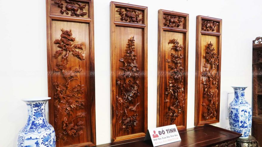 bo tranh tu quy go gu ta quang binh tung cuc truc mai 2
