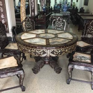 BA08-2022| Bộ Bàn Ghế Ăn Khảm Ốc Tứ Diện