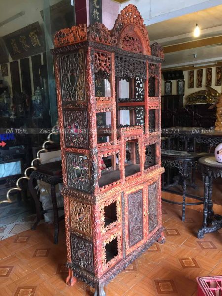 Tủ Bày Đồ Đục Mai Gỗ Trắc