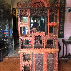  TU45 Tủ Bày Đồ Đục Mai Gỗ Trắc