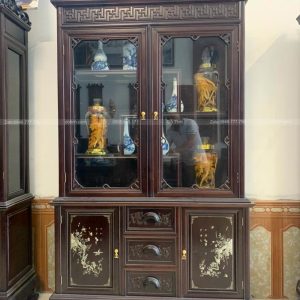 TU50-2022| Tủ Bày Đồ Khảm Ốc Gỗ Gụ