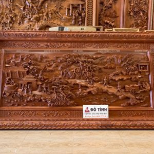 TG134-2022| Tranh Gỗ Đục Cảnh Đồng Quê