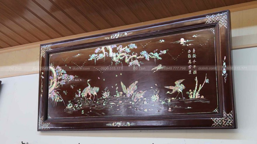 TG125-2022| Tranh Khảm Tùng Hạc Diên Niên
