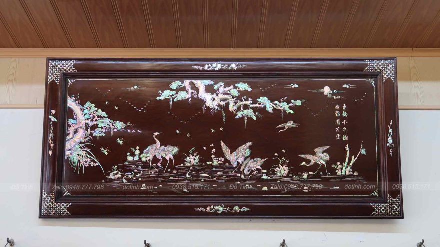 TG125-2022| Tranh Khảm Tùng Hạc Diên Niên ( KT 60cm - 1m20) tranh kham tung hac dien niem 5