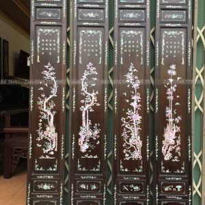 TG136-2022| Tranh Tứ Quý Đục Tùng Cúc Trúc Mai Khảm Ốc