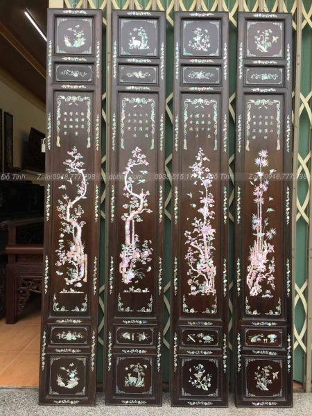 TG136-2022| Tranh Tứ Quý Đục Tùng Cúc Trúc Mai Khảm Ốc TG136-2022| Tranh Tứ Quý Đục Tùng Cúc Trúc Mai Khảm Ốc