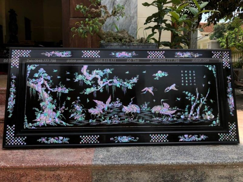 TG118-2022| Tranh Gỗ Khảm Tùng Hạc Diên Niên
