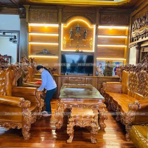 HG02| Bộ Bàn Ghế Hoàng Gia Gỗ Gõ Đỏ 6 Món