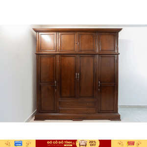 TA04 - Tủ áo 2 tầng gỗ gõ , Kiểu dáng thanh lịch hiện đại [Dài 247cm x rộng 60cm x Cao 258cm] - Mặt hàng cao cấp