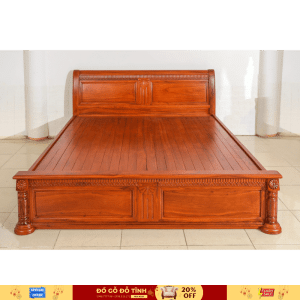 G06 - Giường chữ X gỗ gõ đỏ chọn vân - 2m2.2m