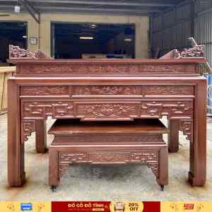 BT01- Bộ bàn thờ sen 02 món gỗ gụ