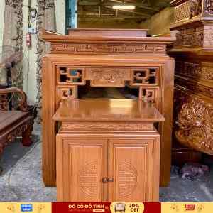 BT08 Bộ đồ thờ sen cỡ nhỏ 1m27 gỗ gụ chọn lọc tỉ mỉ
