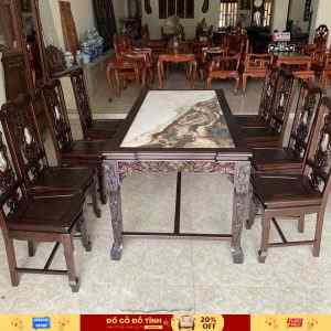BA20 Bộn Bàn Ăn Đục Nho 8 Ghế Bàn Chữ Nhật