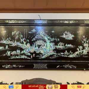 TG141 Tranh đồng quê khảm ốc - gỗ gụ