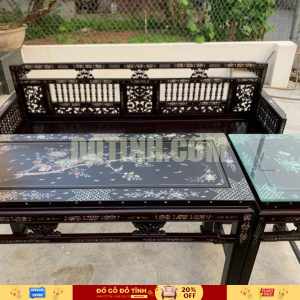 BG115 Bộ song tiện khảm ốc gỗ gụ 04 món