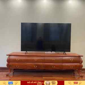 TV18 Kệ tivi kiểu dáng độc đáo, phong cách châu Âu - Gỗ gõ đỏ 2m2
