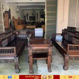 Mã 35 : BỘ SONG TIỆN NGŨ SƠN ĐẠI - Gỗ Gụ Mật Gia Lai - ( Mẫu Trường Kỷ Huế Đẹp)